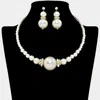 Fashnzfab Elegant Rhinestone Accents Faux Pearl Necklace In White