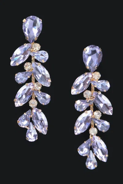 Fashnzfab Elegant Rhinestone Drop Earrings In Purple