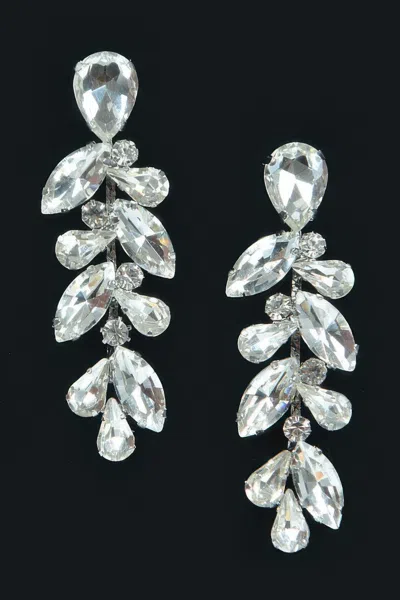 Fashnzfab Elegant Rhinestone Drop Earrings In Silver