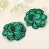 Fashnzfab Elegant Rhinestone Rim Fabric Flower Clip On Accessory In Green