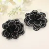 Fashnzfab Elegant Rhinestone Rim Fabric Flower Clip On Accessory In Multi