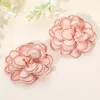 Fashnzfab Elegant Rhinestone Rim Fabric Flower Clip On Accessory In Pink