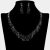 Fashnzfab Elegant Teardrop Stone Cluster Accent Rhinestone Embellished Necklace In Black
