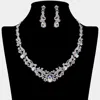 Fashnzfab Elegant Teardrop Stone Cluster Accent Rhinestone Embellished Necklace In Metallic