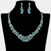 Fashnzfab Elegant Teardrop Stone Cluster Accent Rhinestone Embellished Necklace In Multi
