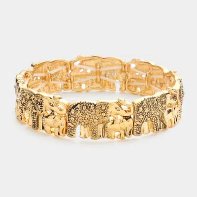 Fashnzfab Elephant Antique Metal Stretch Bracelet Antique Gold In Silver