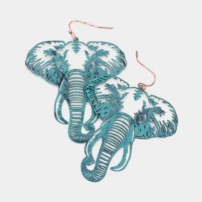 Fashnzfab Elephant Filigree Dangle Earrings In Blue