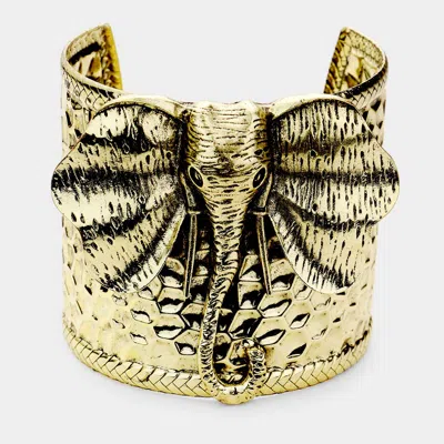 Fashnzfab Elephant Metal Cuff Bracelet In Gold