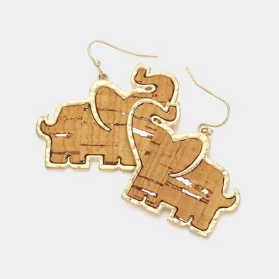 Fashnzfab Elephant Metal Trim Earrings In Gold