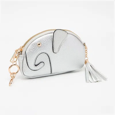 Fashnzfab Elephant Tassel Keychain Mini Bag In Silver