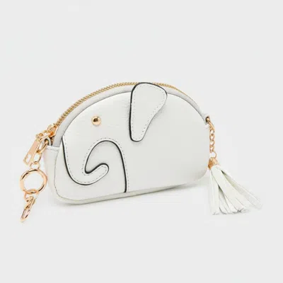 Fashnzfab Elephant Tassel Keychain Mini Bag In White