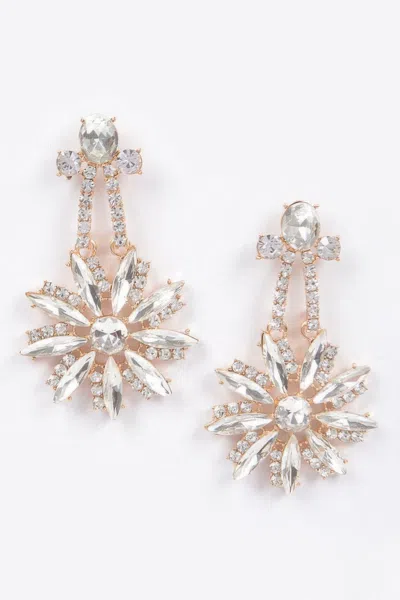 Fashnzfab Elongated Rhinestone Drop Earrings In Multi