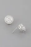 Fashnzfab Embedded Round Stud Earrings In Silver