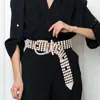 Fashnzfab Embellished Crystal Rhinestone Buckle Belt In White