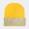 Fashnzfab Embellished Rhinestone Beanie Hat In Yellow