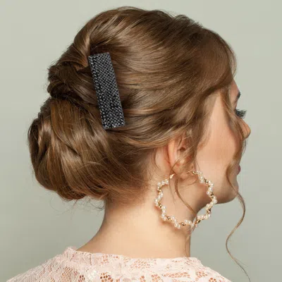 Fashnzfab Embellished Rhinestone Pave Hair Comb In Black