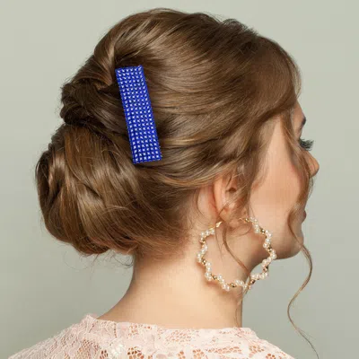 Fashnzfab Embellished Rhinestone Pave Hair Comb In Blue