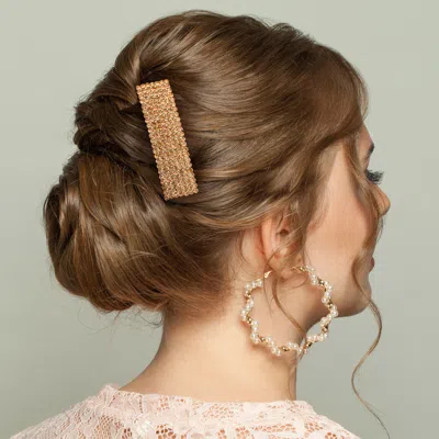 Fashnzfab Embellished Rhinestone Pave Hair Comb In Gold