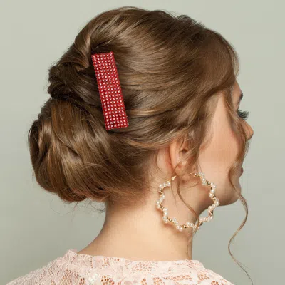 Fashnzfab Embellished Rhinestone Pave Hair Comb In Red