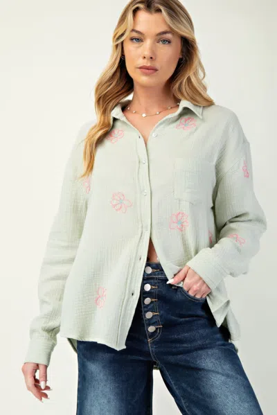 Fashnzfab Embo Detailed Cotton Gauze Button Down Shirt In Multi
