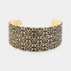 Fashnzfab Embossed Antique Pattern Cuff Bracelet Antique Gold In Silver