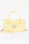 Fashnzfab Embossed Enamel Handle Clutch In Yellow