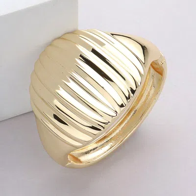 Fashnzfab Embossed Metal Bracelet Gold