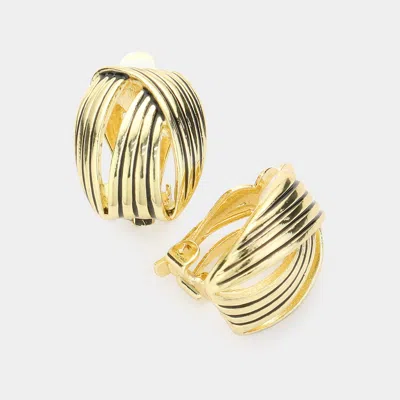 Fashnzfab Embossed Metal Clip On Earrings In Gold