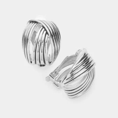 Fashnzfab Embossed Metal Clip On Earrings In Metallic