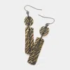 Fashnzfab Embossed Metal Dangle Earrings - Gold Burnished In Brown