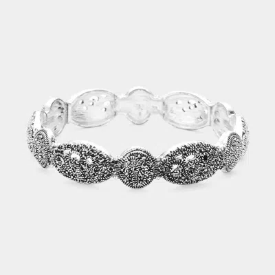 Fashnzfab Embossed Metal Stretch Bracelet In Multi