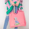 Fashnzfab Embroidered Cat Rope Nylon Tote Bag In Pink