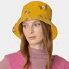 Fashnzfab Embroidered Floral Corduroy Bucket Hat In Yellow