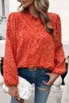 Fashnzfab Embroidered Lace Button Down Hollow Out Shirt