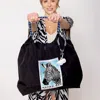 Fashnzfab Embroidered Zebra Rope Nylon Tote Bag In Black