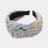 Fashnzfab Embroidery Burnout Knot Headband In Blue