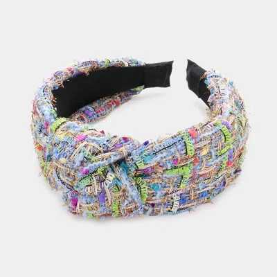 Fashnzfab Embroidery Burnout Knot Headband In Blue
