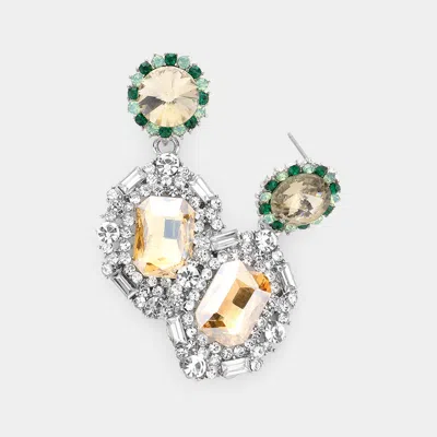 Fashnzfab Emerald Cut Crystal Evening Earrings In Multi