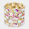 Fashnzfab Emerald Cut Crystal Stretch Evening Bracelet Ab, Gold In Multi