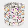 Fashnzfab Emerald Cut Crystal Stretch Evening Bracelet Ab, Silver In Multi