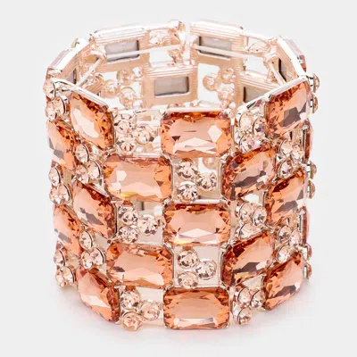 Fashnzfab Emerald Cut Crystal Stretch Evening Bracelet In Multi