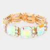 Fashnzfab Emerald Cut Glass Crystal Stretch Evening Bracelet Ab, Gold In Gold