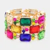 Fashnzfab Emerald Cut Stone Accented Evening Stretch Bracelet Multi In Multi