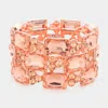 Fashnzfab Emerald Cut Stone Accented Evening Stretch Bracelet Peach In Pink