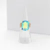 Fashnzfab Emerald Cut Stone Adjustable Ring In Blue