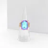 Fashnzfab Emerald Cut Stone Adjustable Ring In Blue