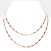 Fashnzfab Emerald Cut Stone Bezel Link Double Layered Necklace In Multi