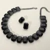 Fashnzfab Emerald Cut Stone Collar Evening Necklace In Black