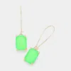 Fashnzfab Emerald Cut Stone Dangle Evening Earrings - Green, Neon In Gold