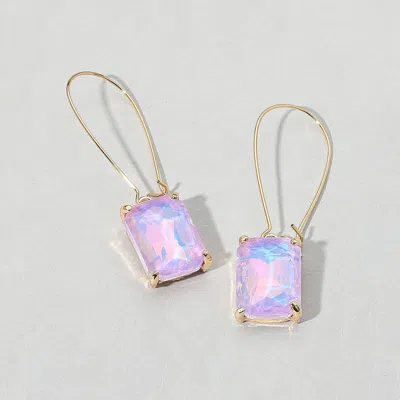 Fashnzfab Emerald Cut Stone Dangle Evening Earrings In Blue